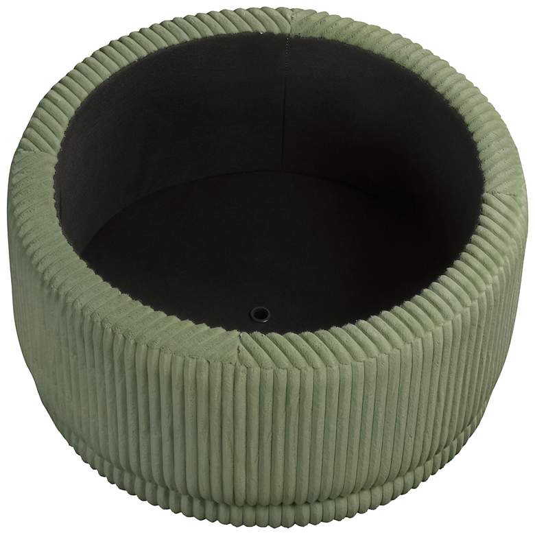 Image 4 Stern Green Chenille Corduroy Round Storage Ottoman more views