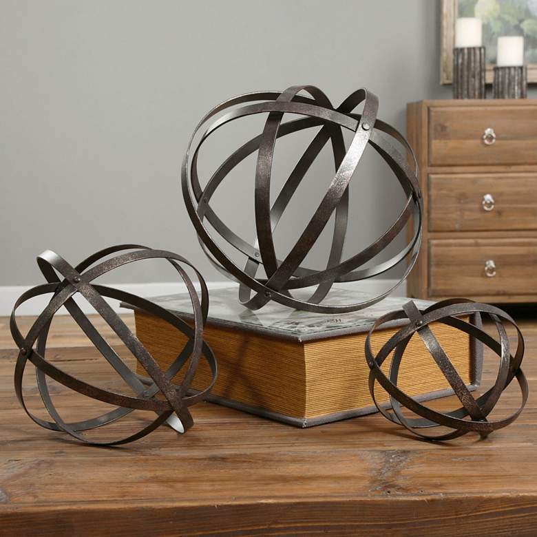 Image 1 Stetson Dark Bronze Open Spheres - Set of 3 by Uttermost