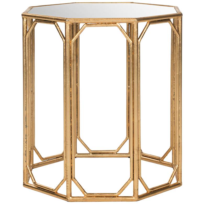 Image 1 Stettin Mirrored Gold Leaf Accent Table