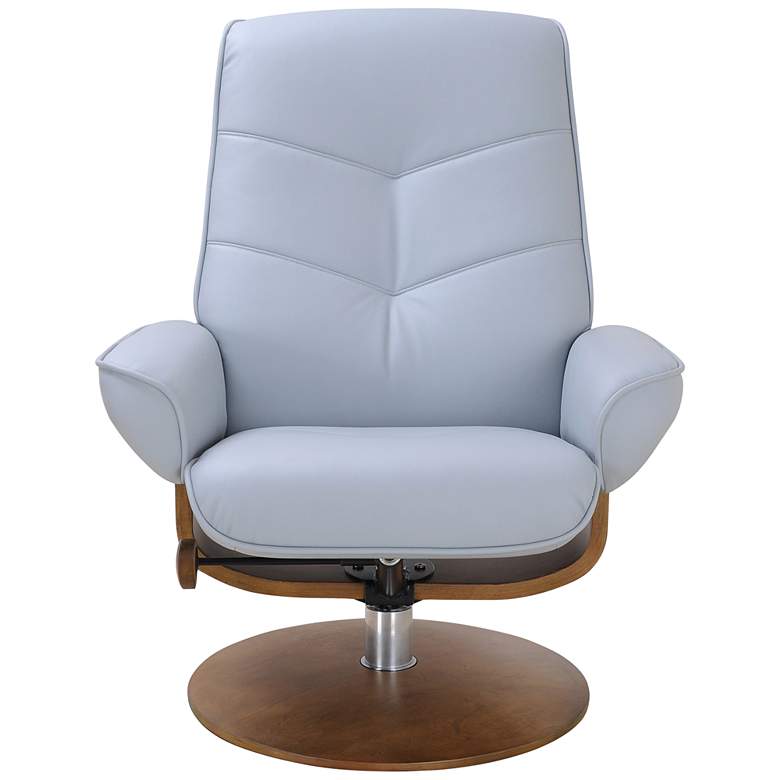 Image 4 Steven Pastel Blue Fabric Swivel Recliner with Ottoman more views