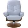 Steven Pastel Blue Fabric Swivel Recliner with Ottoman