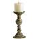 Stewart Antique White 11 1/2"H Wood Pillar Candle Holder