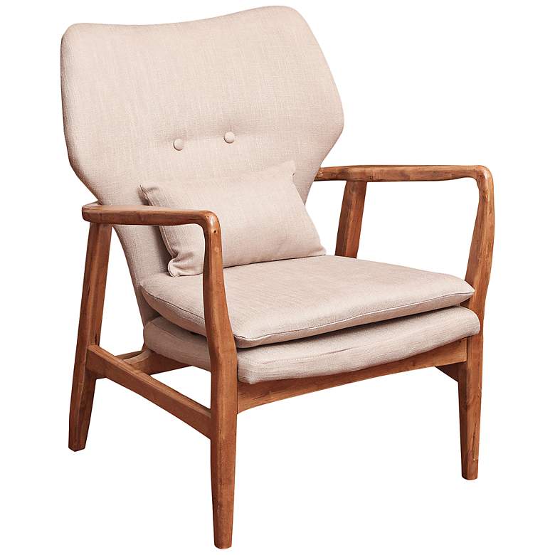 Image 1 Stewart Beige Fabric Wood Club Chair