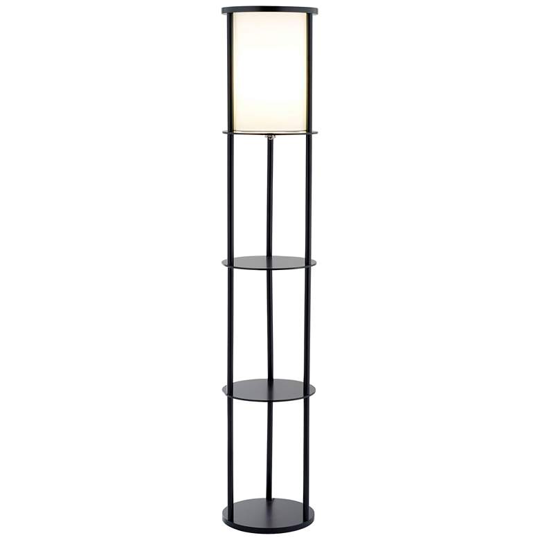 Image 1 Stewart Black Round 2-Shelf Floor Lamp