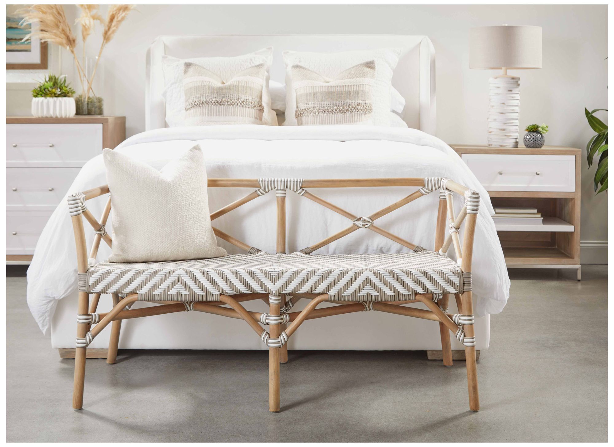 Stewart Cal King Bed, LiveSmart Peyton-Pearl, Natural Gray Oak