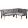Thumbnail2 of Stewart Gray Velvet Fabric Tufted Corner Benches Set of 2