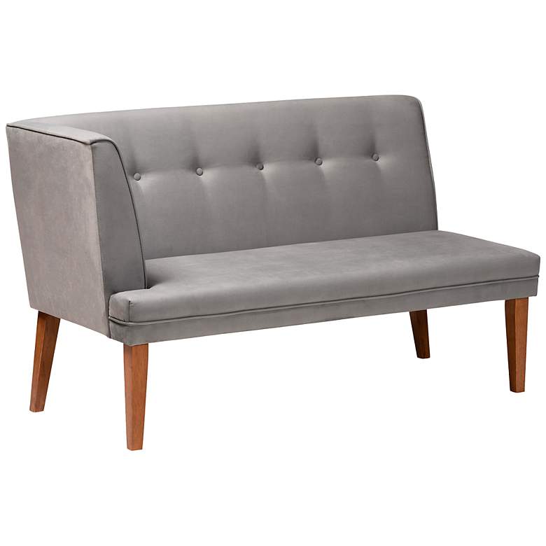 Image 6 Stewart Gray Velvet Fabric Tufted Corner Benches Set of 2 more views