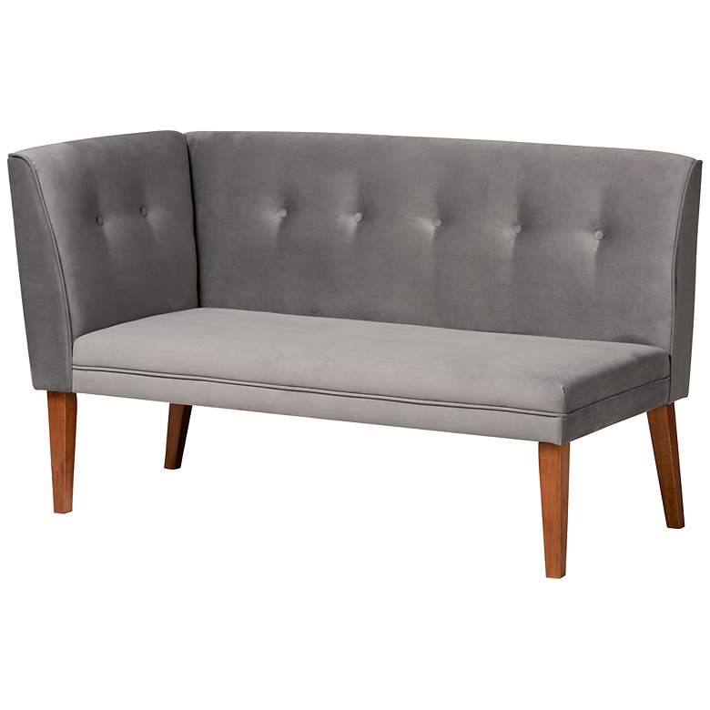 Image 7 Stewart Gray Velvet Fabric Tufted Corner Benches Set of 2 more views