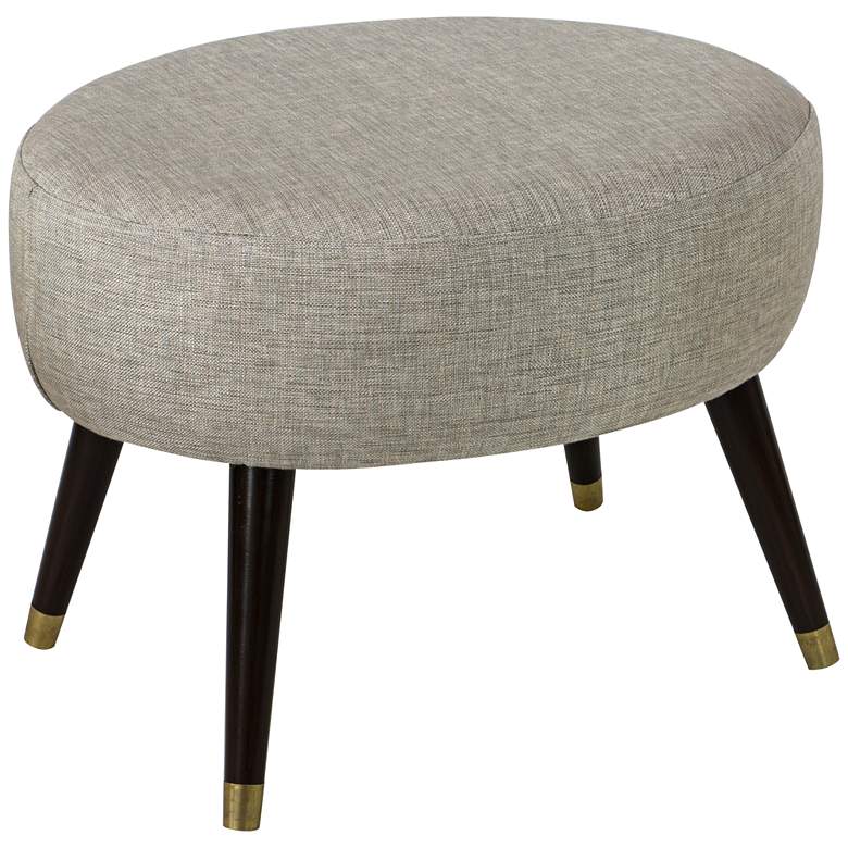 Image 1 Stewart Groupie Pewter Gray Fabric Oval Ottoman