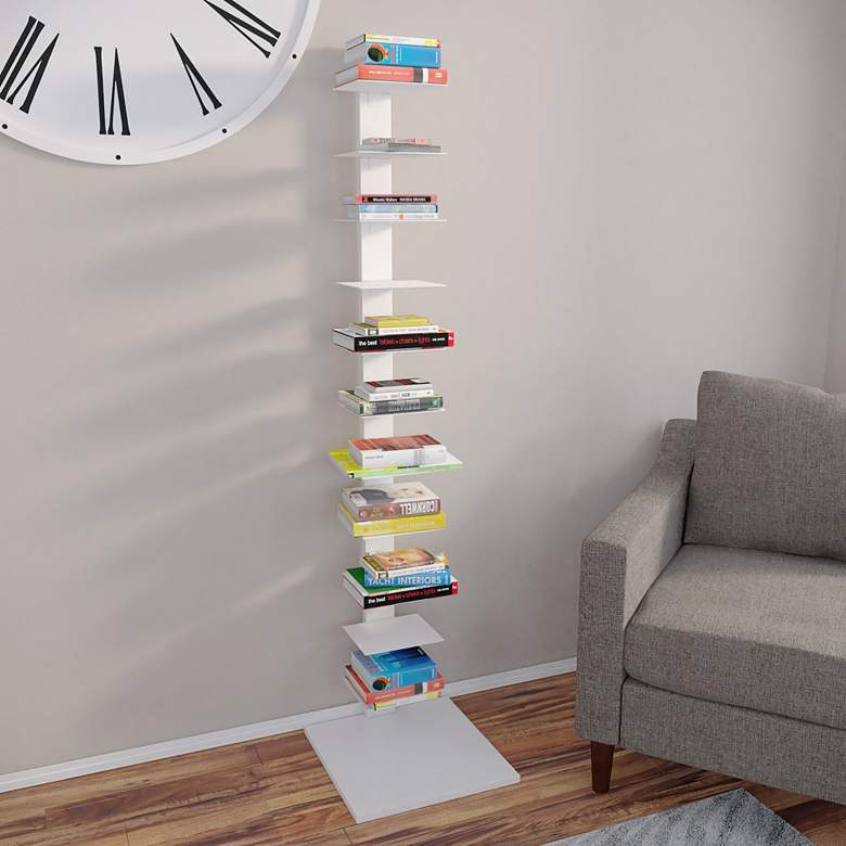 Image 1 Stewartby Spine 15 3/4" Wide White 12-Shelf Tower Shelf