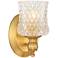 Stiffel 10" High Gold and Textured Glass Traditional Wall Sconce