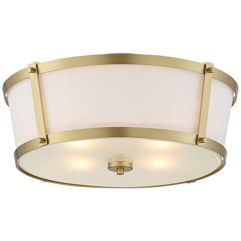 Image 1 Stiffel 18 inch Wide Celi Tapered Fabric and Gold Luxe Ceiling Light