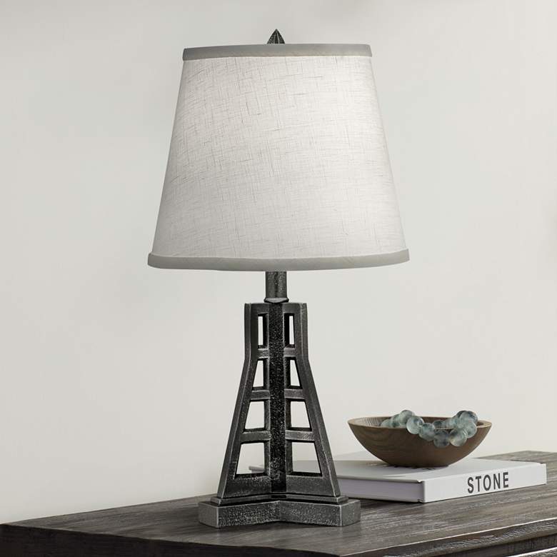 Image 1 Stiffel 20" High Charcoal Metal Tower Accent Table Lamp