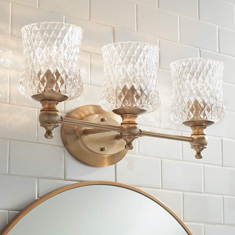 Image 1 Stiffel 23 1/4" Wide Romanov Warm Brass 3-Light Wall Light