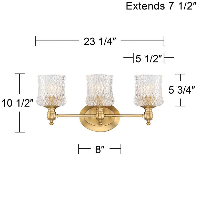 Image 7 Stiffel 23 1/4" Wide Romanov Warm Brass 3-Light Wall Light more views