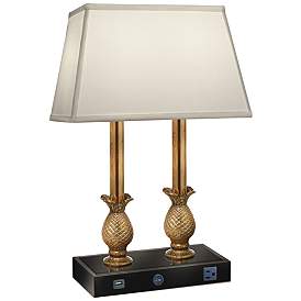 Image2 of Stiffel 23" High Brass and Black USB Port and Outlet Desk Lamp