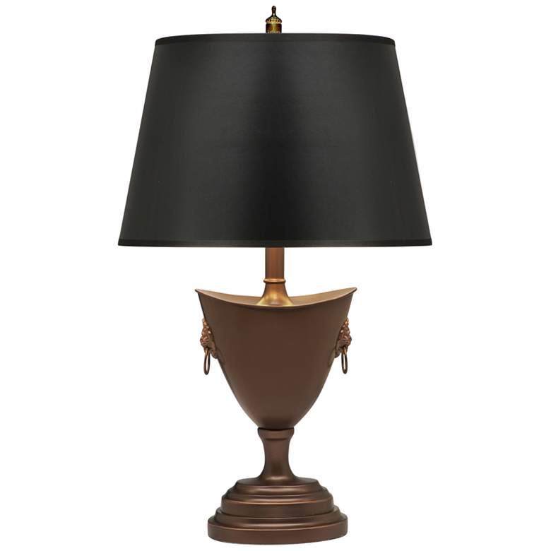 Image 2 Stiffel 24" Classic Black Shade Oxidized Bronze Urn Table Lamp