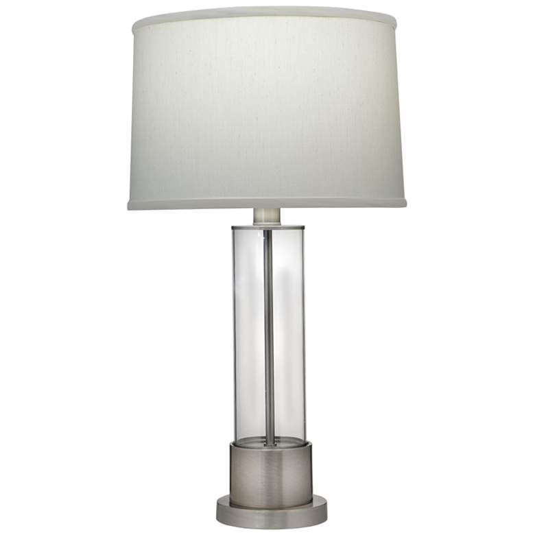 Image 2 Stiffel 26 1/2" High Satin Nickel Column Accent Table Lamp