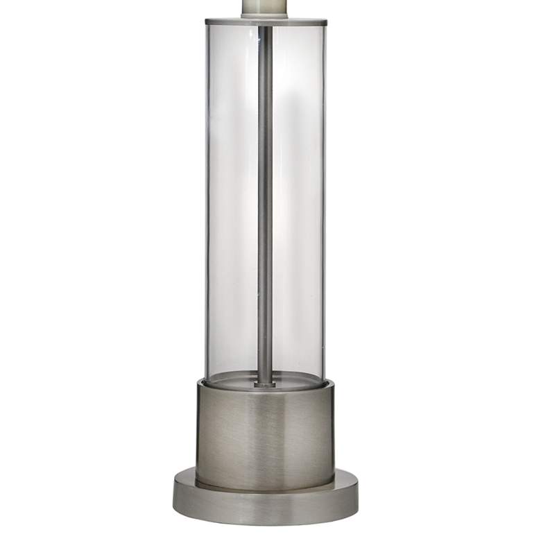 Image 4 Stiffel 26 1/2 inch High Satin Nickel Column Accent Table Lamp more views