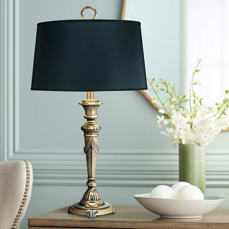 Image 1 Stiffel 29" High Traditional Opaque Black Burnished Brass Table Lamp