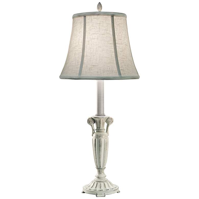 Image 1 Stiffel 30" High Distressed White Metal Buffet Table Lamp