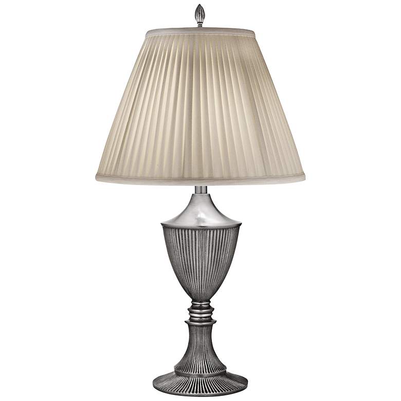 Image 1 Stiffel 30 inch Pleated Shade with Traditional Pewter Table Light.