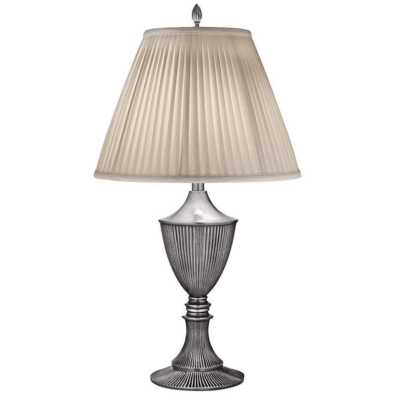 Image 1 Stiffel 30" Pleated Shade with Traditional Pewter Table Light.