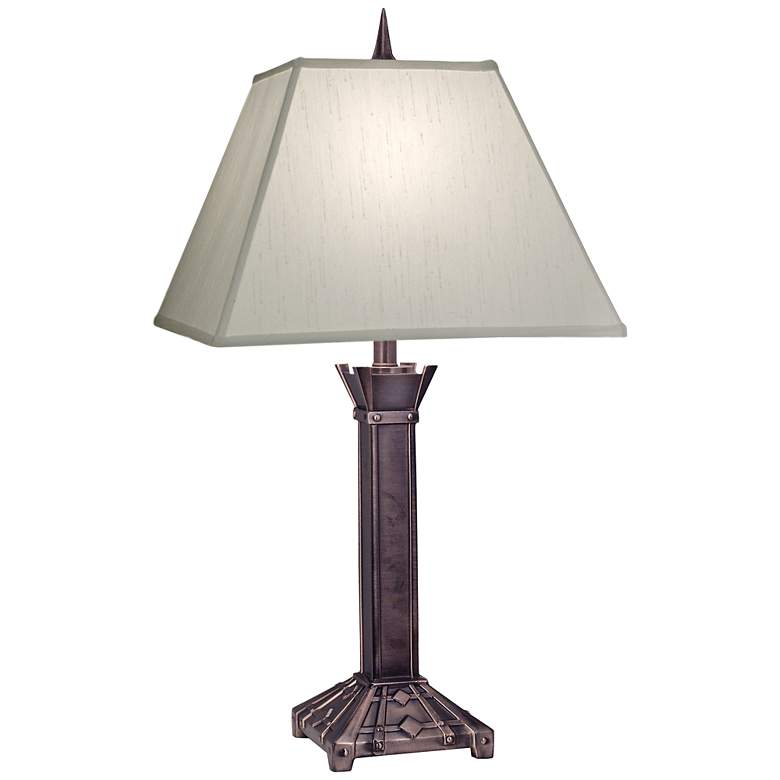 Image 1 Stiffel 31" High Mission Style Antique Copper Square Shade Table Lamp