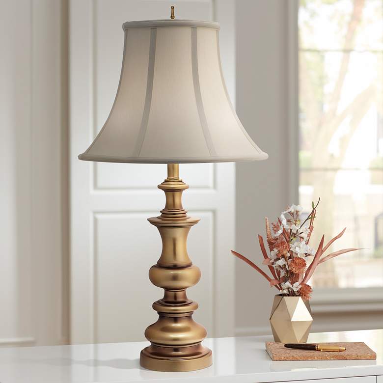 Image 1 Stiffel 31" Ivory Shadow Shade Traditional Candlestick Table Lamp