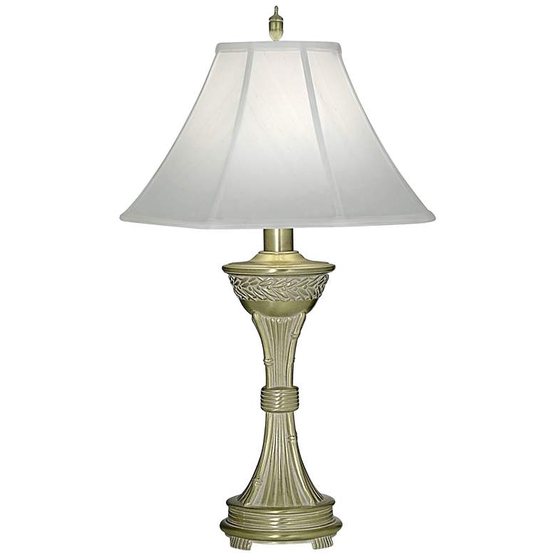 Image 1 Stiffel 32 inch High Traditional Handcrafted Satin Brass Table Lamp