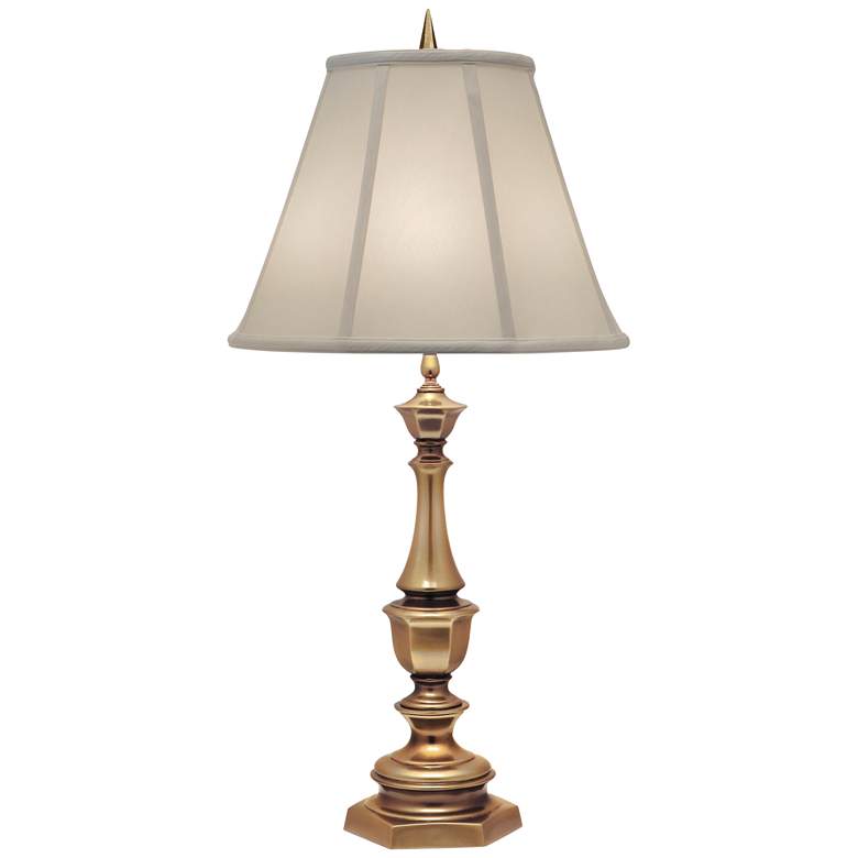 Image 2 Stiffel 33" Ivory And Antique Brass Traditional Table Lamp