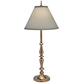 Image2 of Stiffel 34" Antique Brass Finish Candlestick Table Lamp