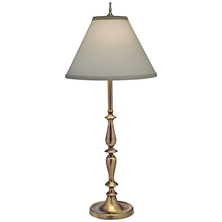 Image 2 Stiffel 34 inch Antique Brass Finish Candlestick Table Lamp