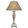 Stiffel 35" Burlap Shade Distressed White Table Lamp