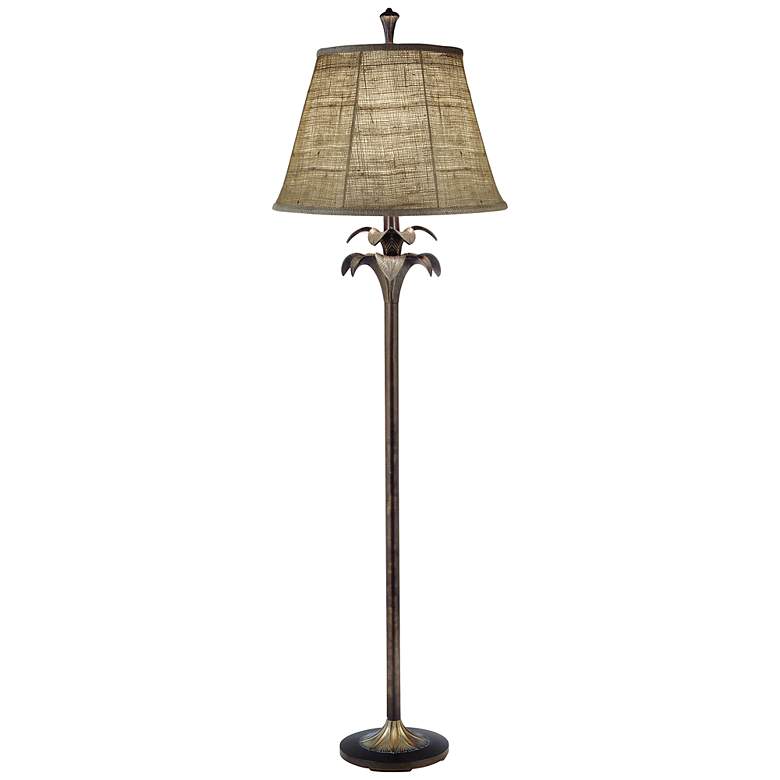 Image 2 Stiffel 61" High Natural Burlap Bombay Bronze Floor Lamp