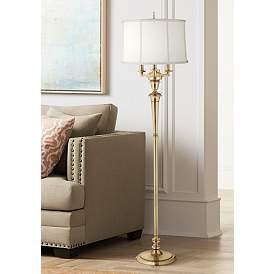 Image1 of Stiffel 63" High Traditional Burnished Brass 4-Light Metal Floor Lamp