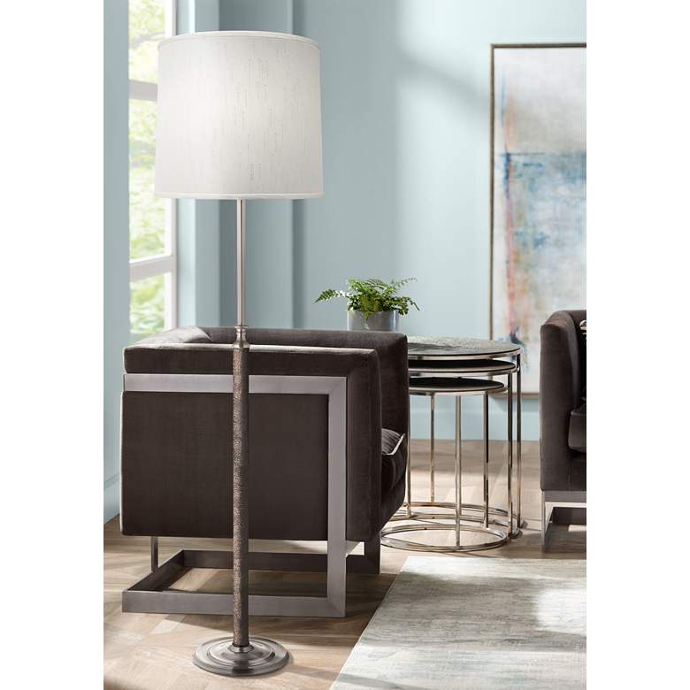 Image 1 Stiffel 65" Modern Satin Nickel Metal Stem Floor Lamp