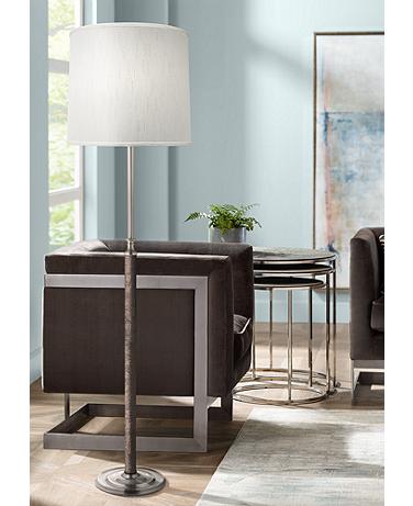 Stiffel 65" Modern Satin Nickel Metal Stem Floor Lamp
