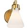 Stiffel 8 1/2" High Warm Brass and White Glass Modern Wall Sconce