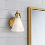Stiffel 8 1/2" High Warm Brass and White Glass Modern Wall Sconce