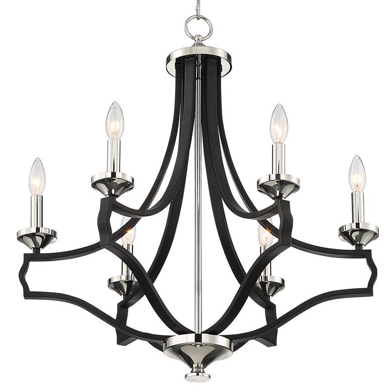 Image 6 Stiffel Alanna 25 1/4 inch Black and Polished Nickel 6-Light Chandelier more views