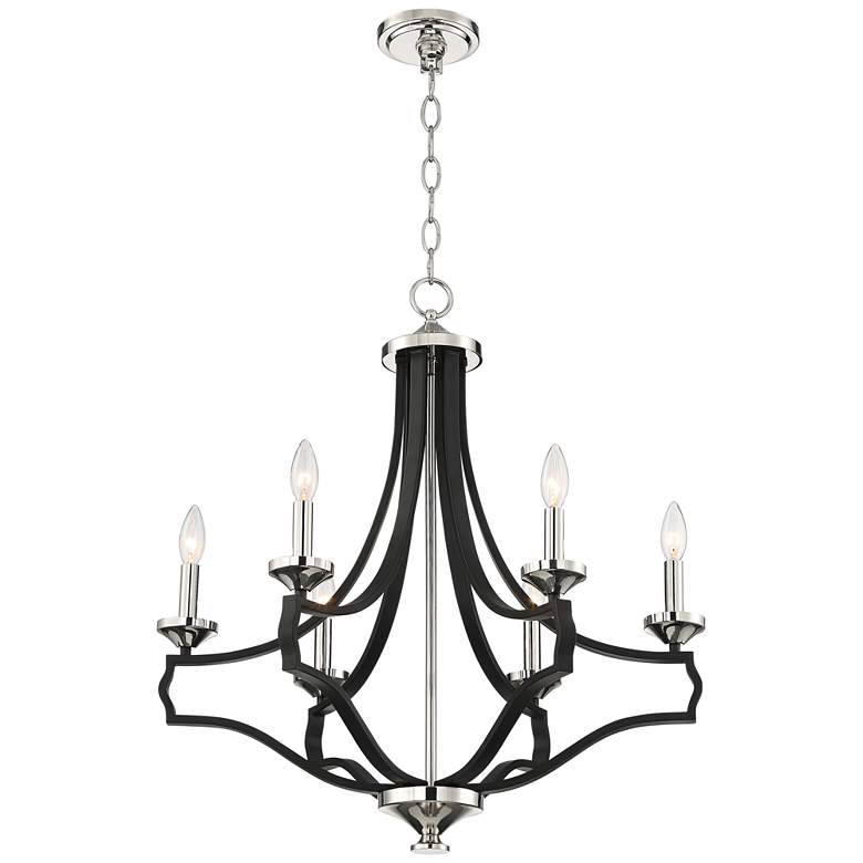Image 7 Stiffel Alanna 25 1/4 inch Black and Polished Nickel 6-Light Chandelier more views