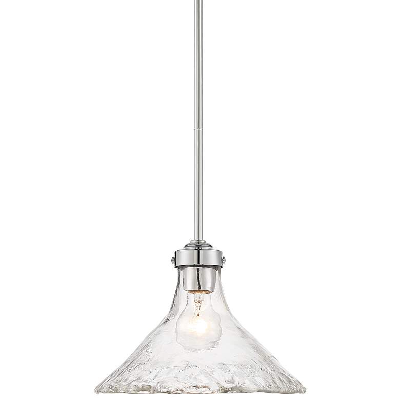 Image 1 Stiffel Anthony 11" Wide Nickel Rippled Glass Mini Pendant Light