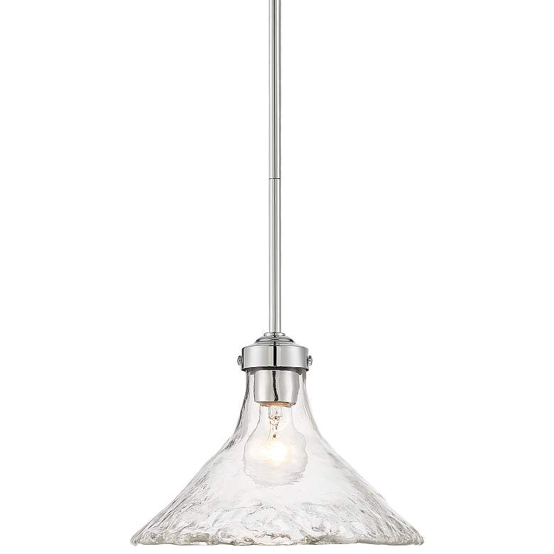 Image 1 Stiffel Anthony 11 inch Wide Nickel Rippled Glass Mini Pendant Light