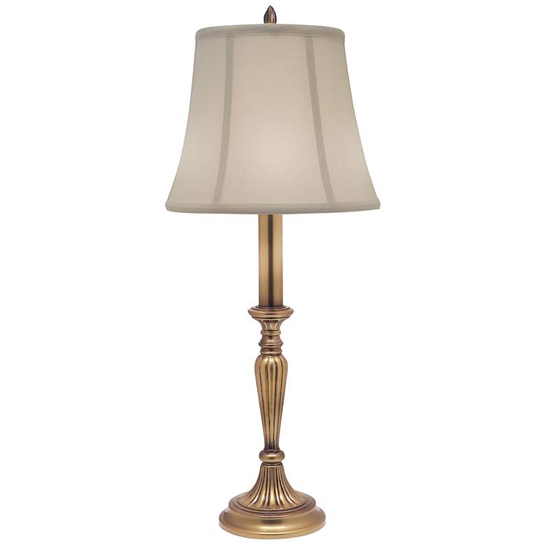 Image 2 Stiffel Antique Brass 30" High Candlestick Buffet Table Lamp