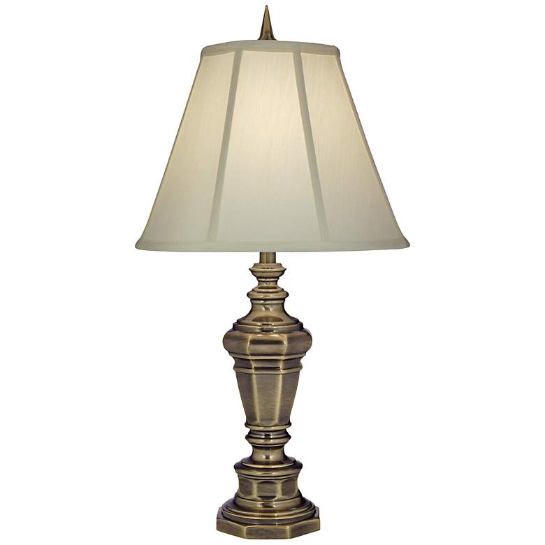 Image 1 Stiffel Antique Brass Table Lamp with Shadow Bell Shade
