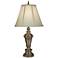 Stiffel Antique Brass Table Lamp with Shadow Bell Shade