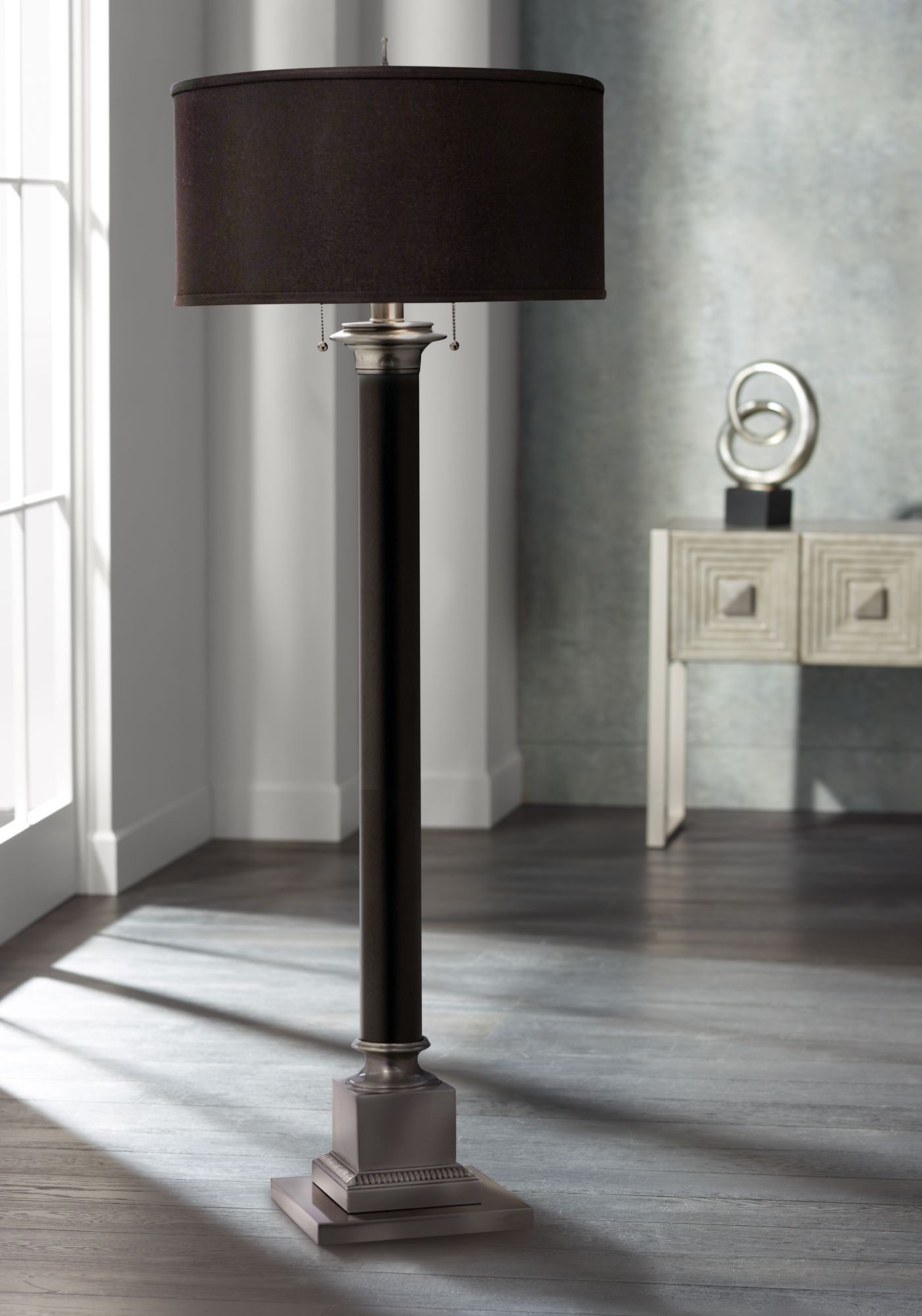 black column floor lamp