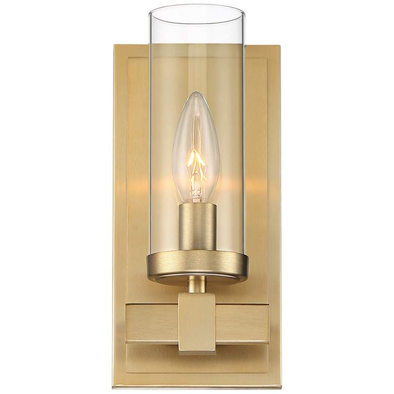 Image 4 Stiffel Aron 10 3/4" High Brass w/Glass Shade Wall Sconce more views