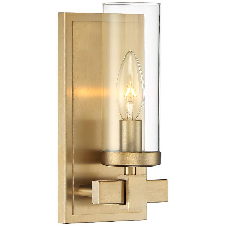 Image 5 Stiffel Aron 10 3/4" High Brass w/Glass Shade Wall Sconce more views
